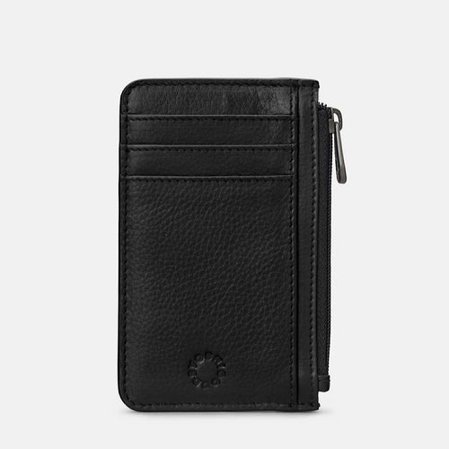 Black Zip Top Morton RFID Leather Card Holder (Side)