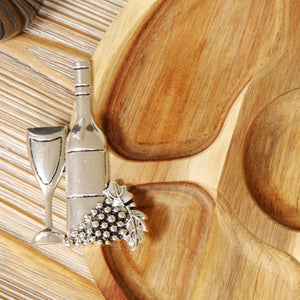Round Acacia 5 Section Nibbles Board with Wine Handles