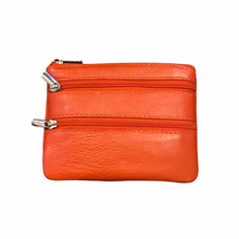 Load image into Gallery viewer, Soft Leather 3 Zip Coin Purse
