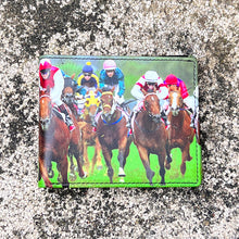 Load image into Gallery viewer, &#39;Retro&#39; Horse Racing Print Leather RFID Wallet (closed)
