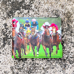 'Retro' Horse Racing Print Leather RFID Wallet