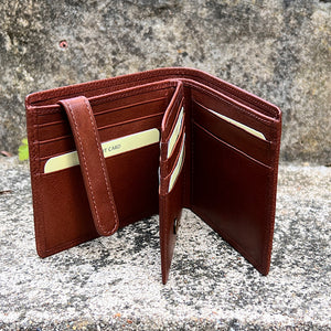 Gents Tan Leather RFID Wallet By 'Oak' | 14 Card Slots