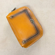 Load image into Gallery viewer, Small Dome Shape Italian Leather Zip Round Purse | Mustard

