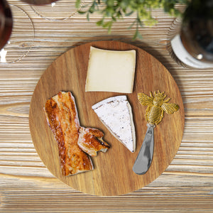 Acacia Cheese Board with Bee Spreader