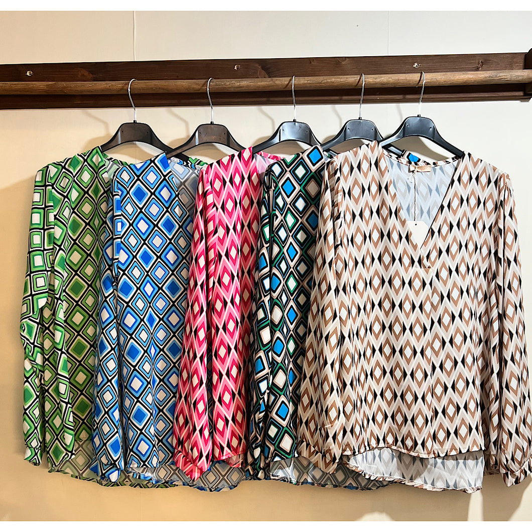 Diamond Print Chiffon Blouse