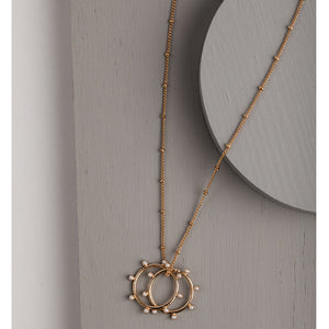 2 Circular Gold Charms with Pearl Detail Necklace