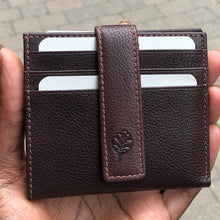 Load image into Gallery viewer, Brown Leather Credit Card Holder with Note Section (front)
