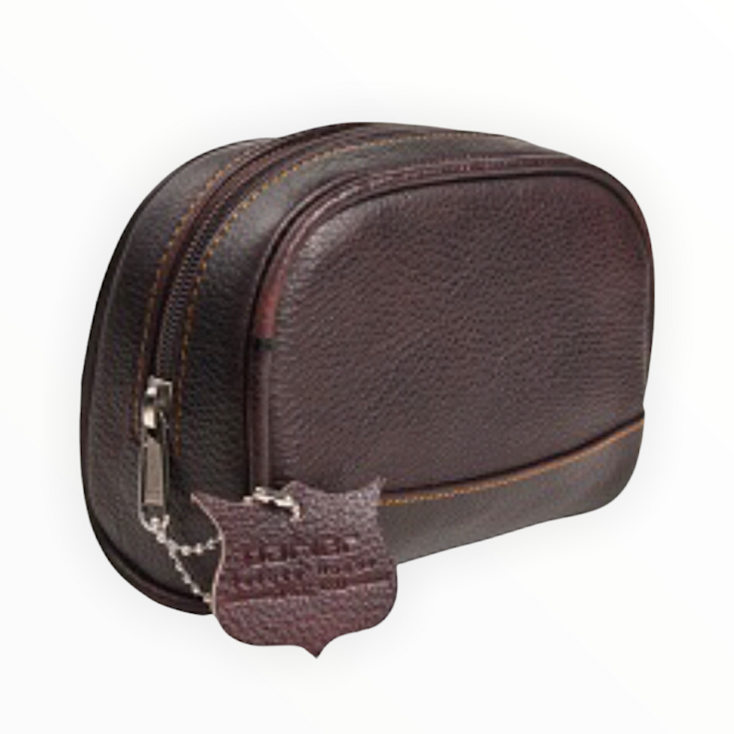 Gents Small Brown Parker Leather Wash Bag