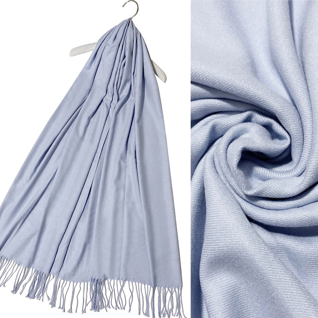 Super Soft Plain Pashmina Tassel Scarf | Light Blue