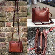 Load image into Gallery viewer, Cognac &quot;Lia&quot; Italian Leather Crossbody Bag (Collage)
