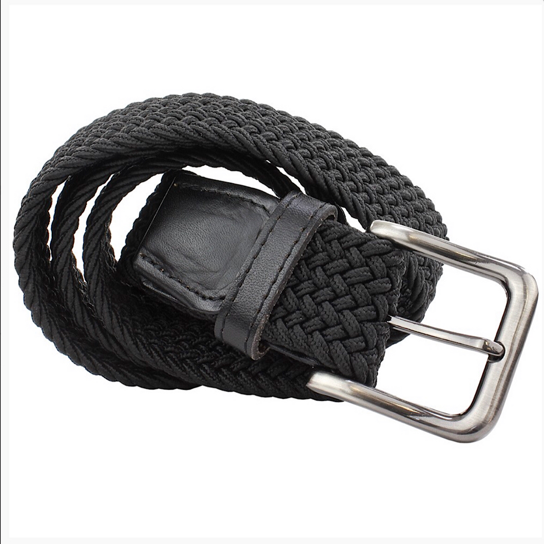 Gents Plain Designer Inspired Woven Belt | Black