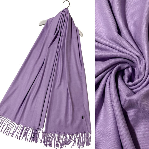 Super Soft Plain Pashmina Tassel Scarf | Lilac