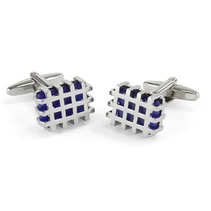 Silver Caged Blue Stones Cufflinks