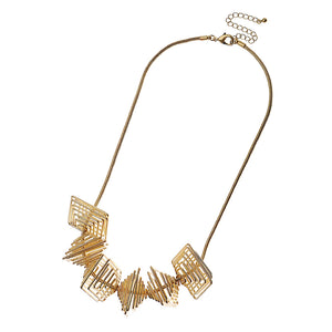 Gold Necklace with 3D Geometric Shapes