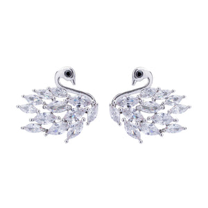 Crystal Swan Post Earrings