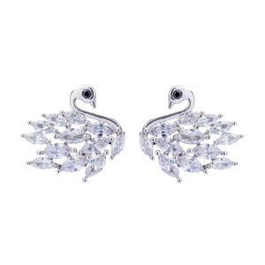 Crystal Swan Post Earrings