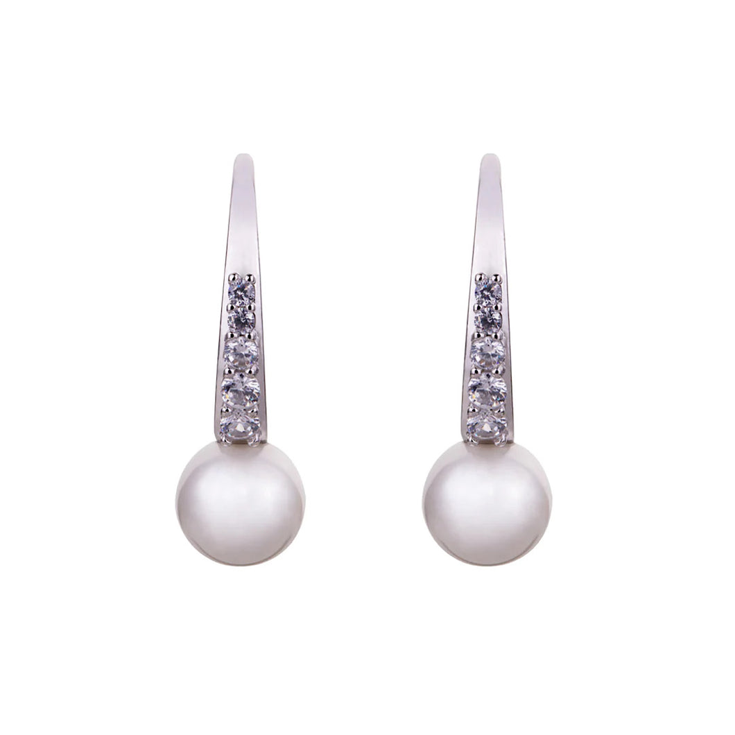 Crystal & Faux Pearl Contemporary Earrings