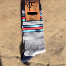 Load image into Gallery viewer, Luxurious Men&#39;s Bamboo Socks | Grey/Red &amp; Blue Stripes
